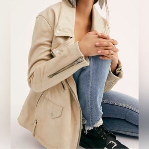 Free People We the Free.   Genuine Leather , moto jacket.  Sz L smoke fr…